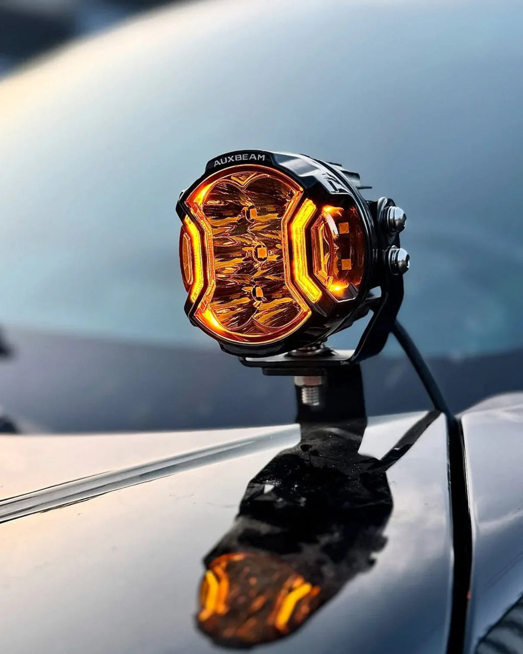 Auxbeam V-ULTRA Series 3" 108W Side-Shooter LED Pods — Amber + Amber DRL