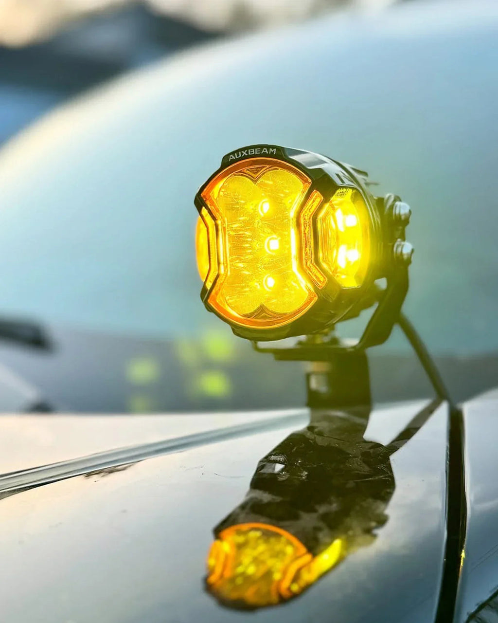 Auxbeam V-ULTRA Series 3" 108W Side-Shooter LED Pods — Amber + Amber DRL