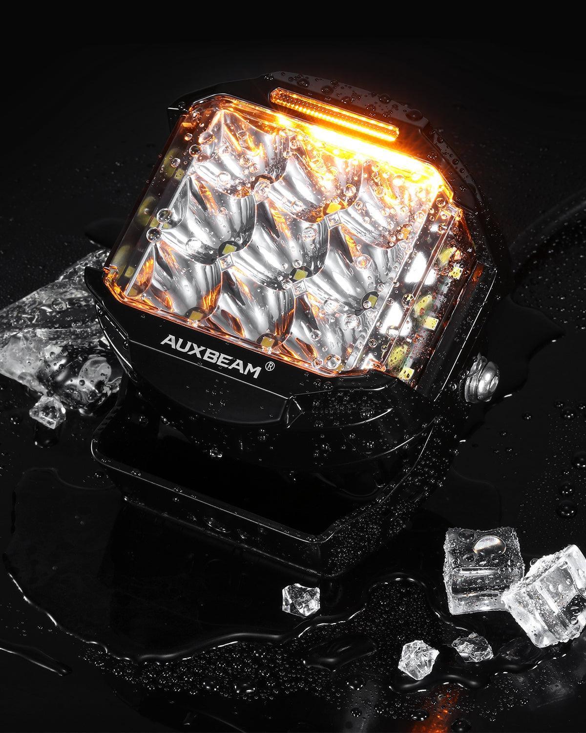 Auxbeam V-MAX Series 5" 168W Round Side-Shooter LED Pods — Amber DRL