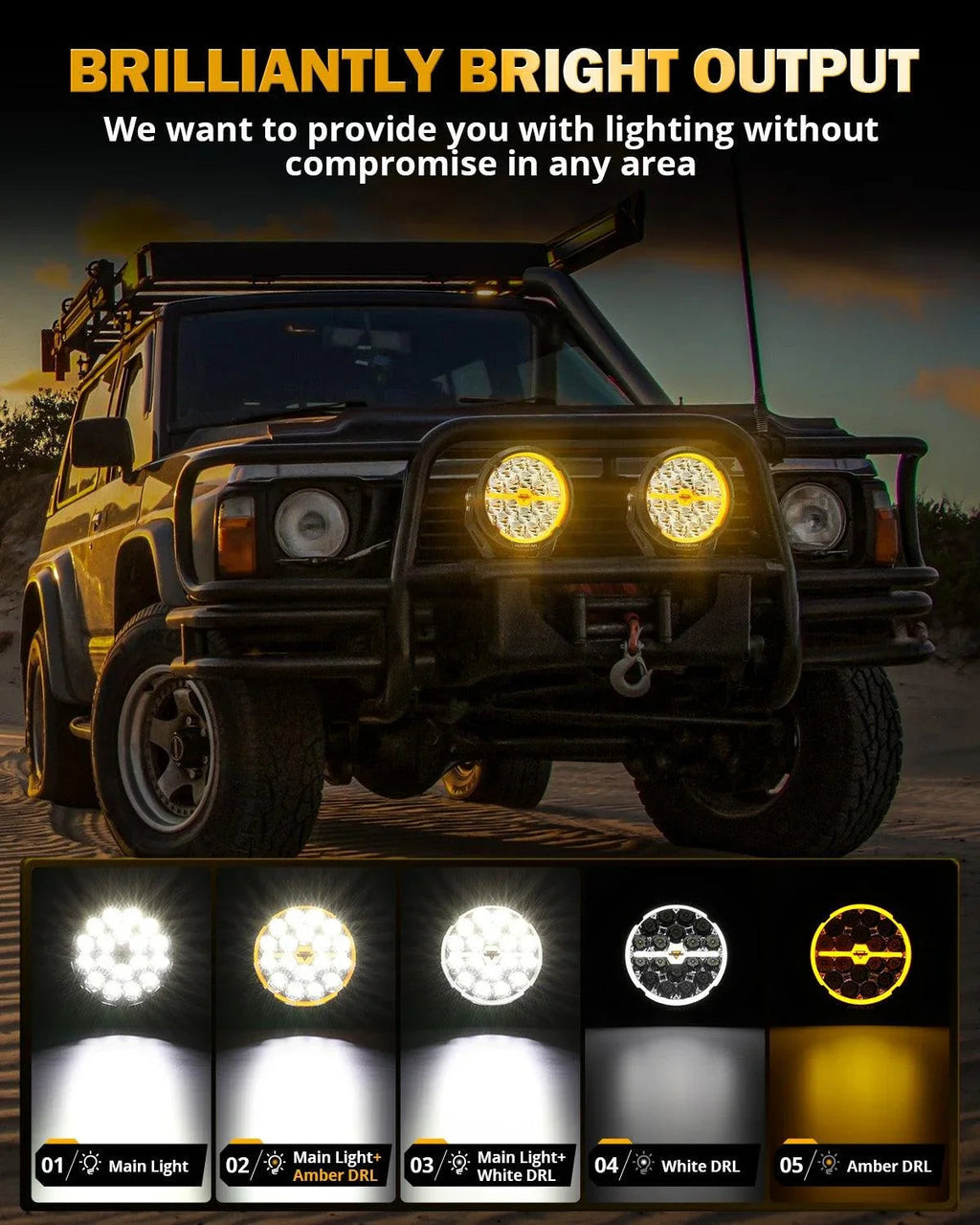 Auxbeam RAY-L Series 7" 240W Dual-DRL Offroad LED Driving Lights (Pair)