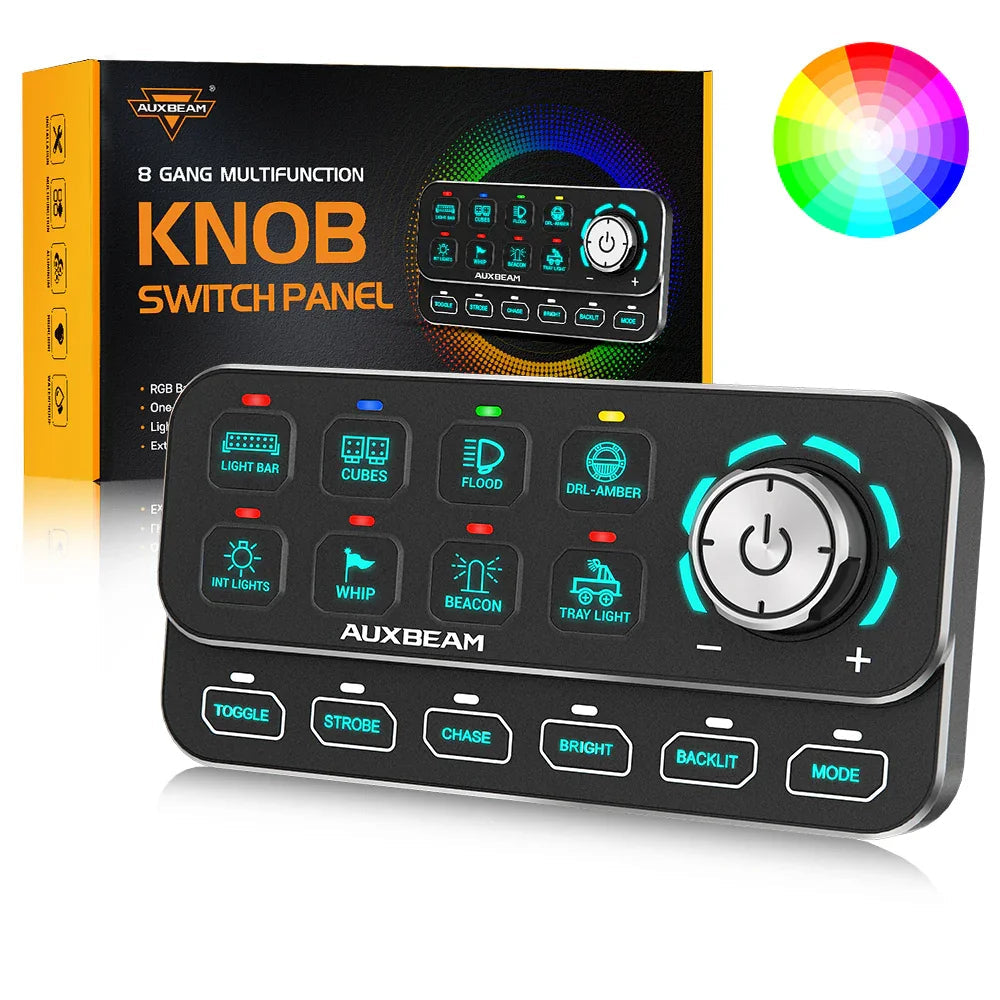 Auxbeam KS-80 Knob RGB Switch Panel — Off-Road Light Controller