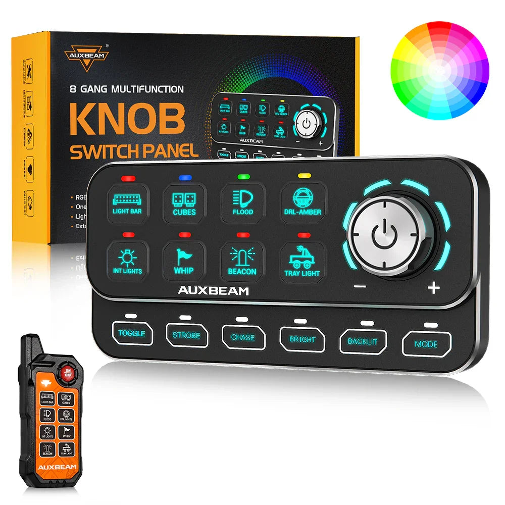 Auxbeam KS-80 Knob RGB Switch Panel — Off-Road Light Controller