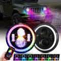 Auxbeam 7 inch RGB halo LED headlights for Jeep Wrangler JK TJ LJ