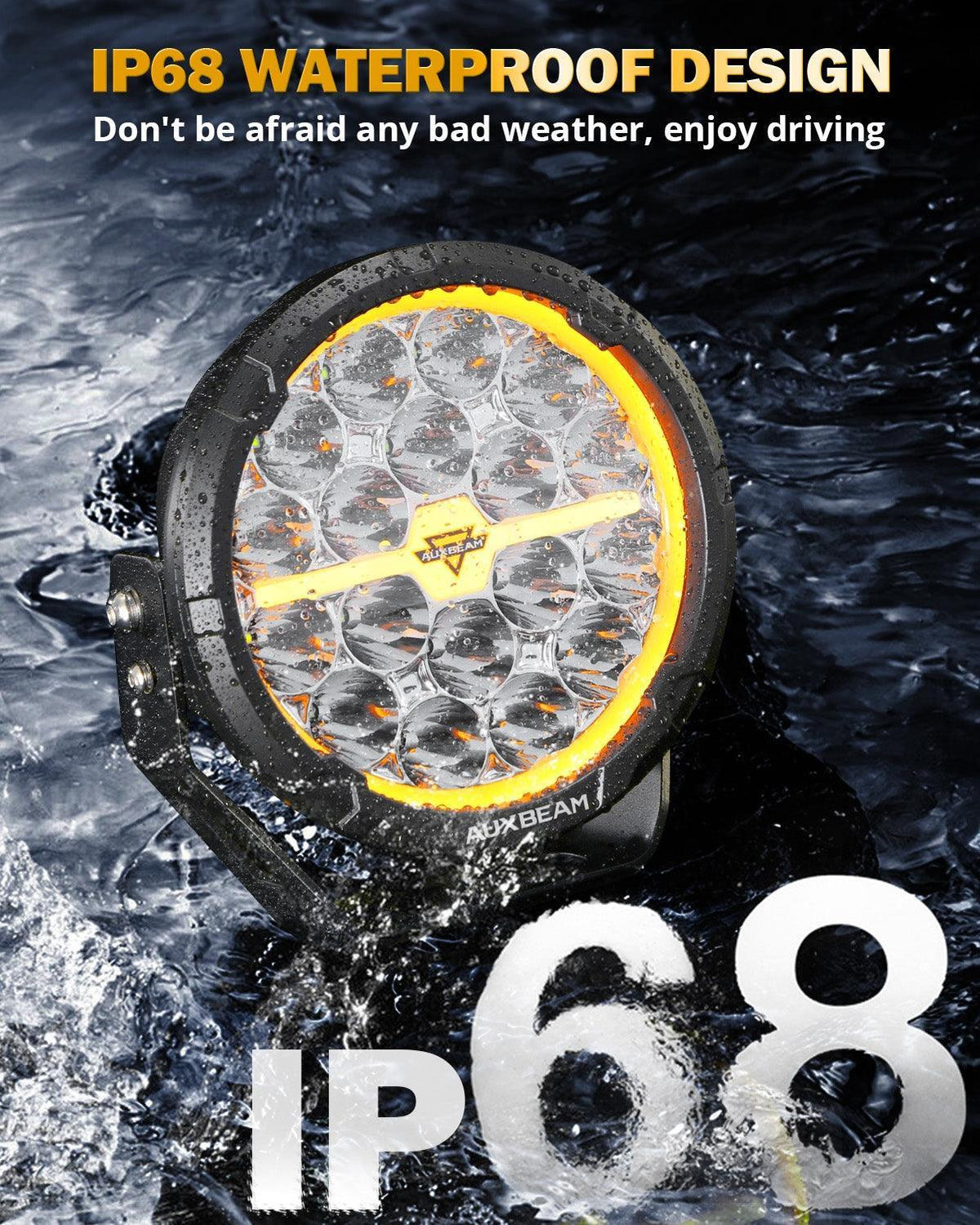 Auxbeam RAY-L Series 7" 240W Dual-DRL Offroad LED Driving Lights (Pair)