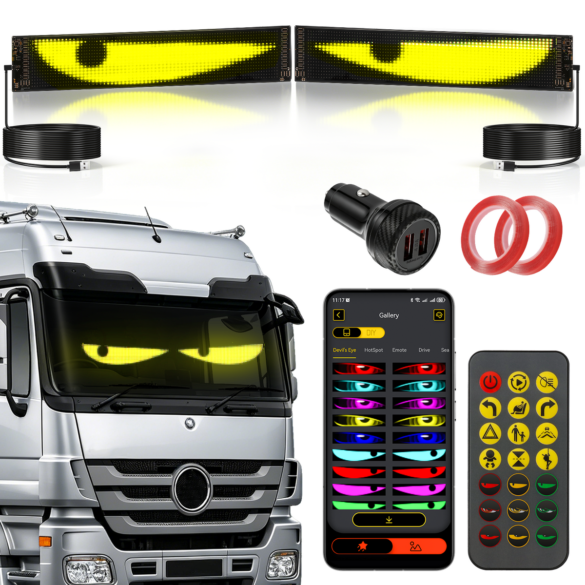 Auxbeam Devil's Eye programmable RGB LED windshield display