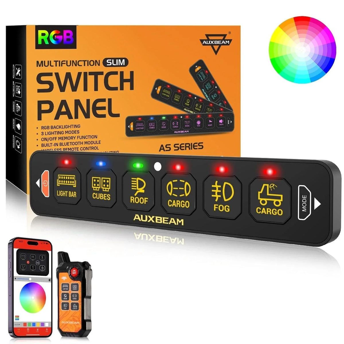 Auxbeam AS Series RGB Slim 6-Gang Switch Panel