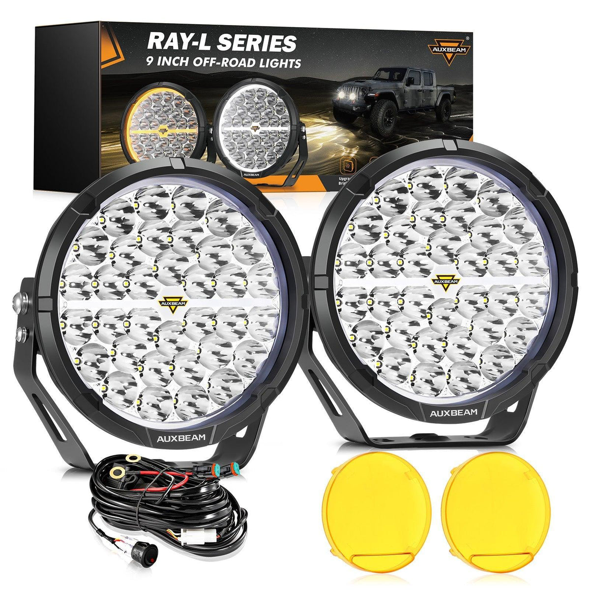Auxbeam RAY-L Series 9" 318W Dual-DRL Offroad LED Driving Lights (Pair)