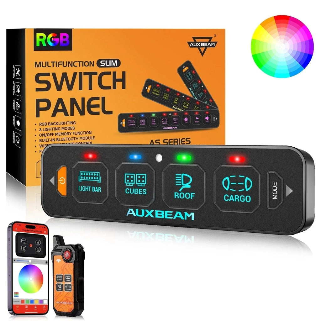 Auxbeam AS Series RGB Slim 4-Gang Switch Panel