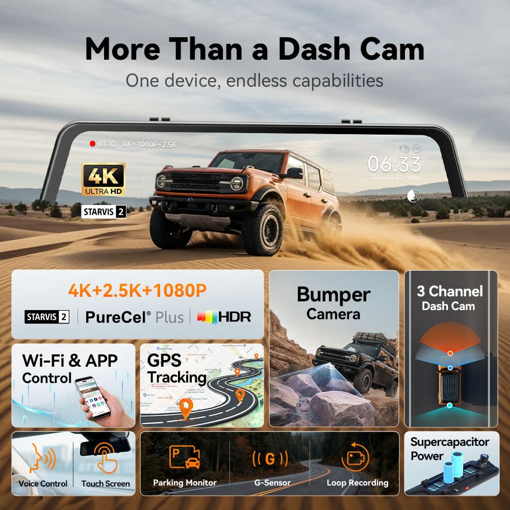 WOLFBOX G900TriPro bumper camera