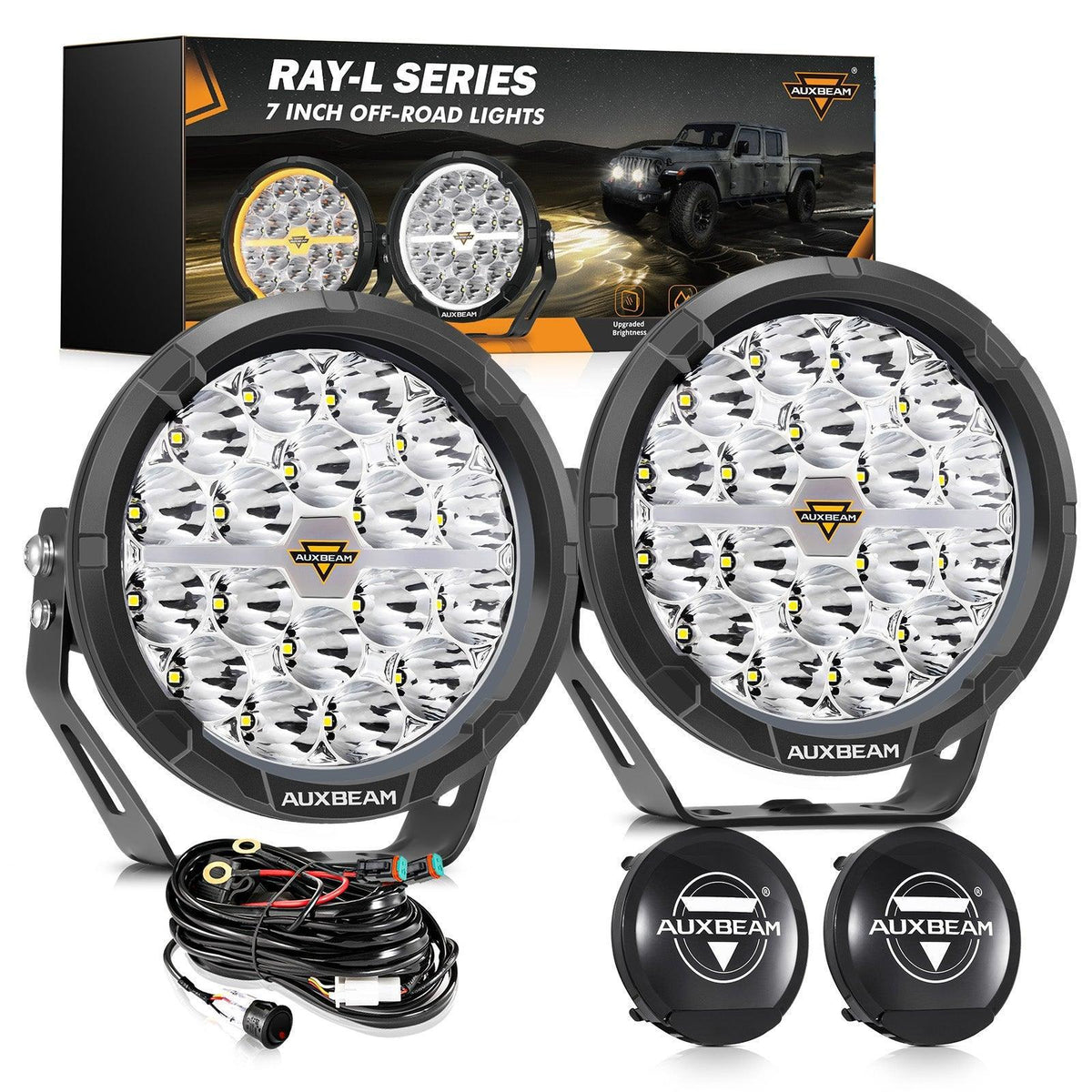 Auxbeam RAY-L Series 7" 240W Dual-DRL Offroad LED Driving Lights (Pair)