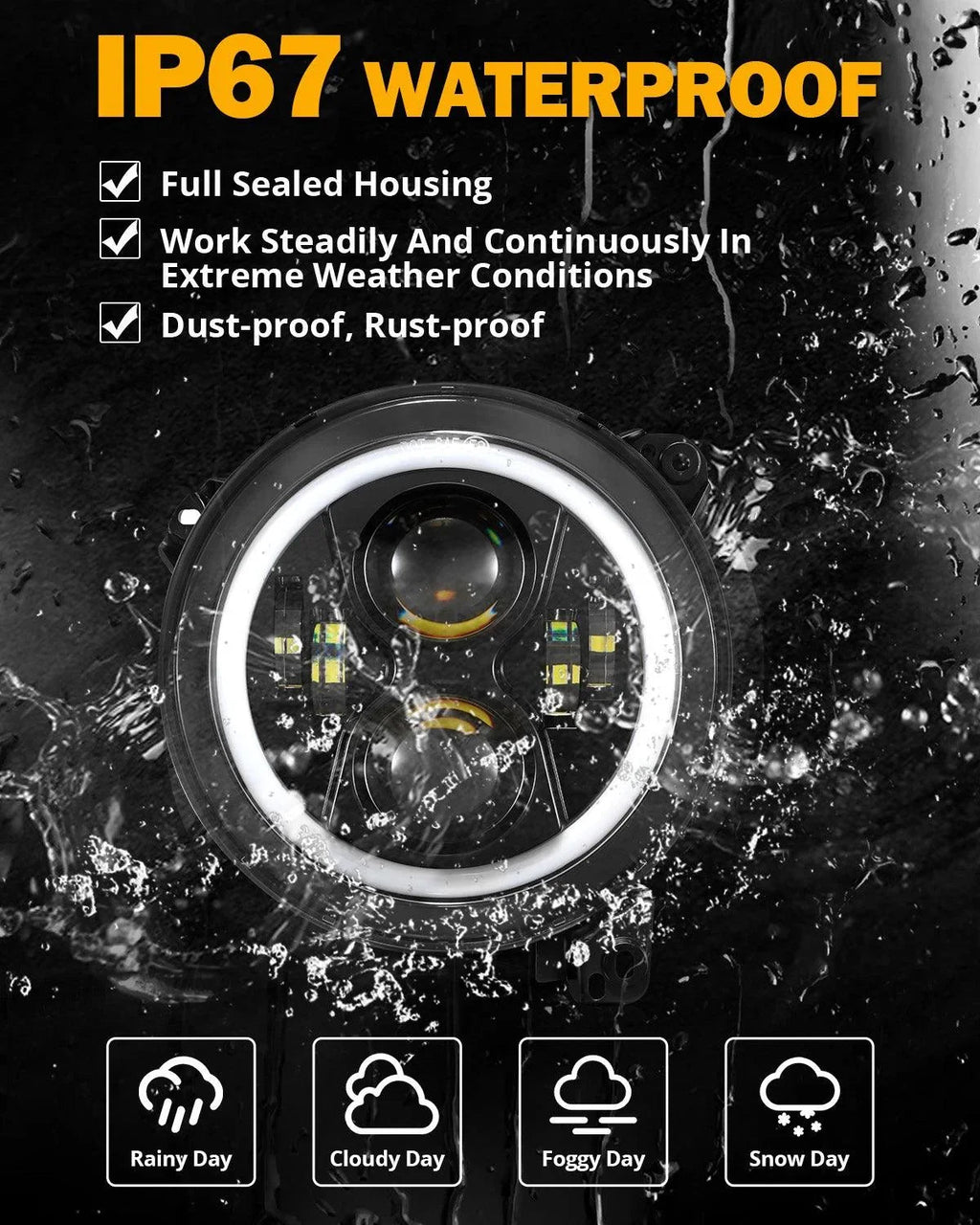Auxbeam 9" RGB Halo LED Headlights for Jeep Wrangler JL / Gladiator (Pair)