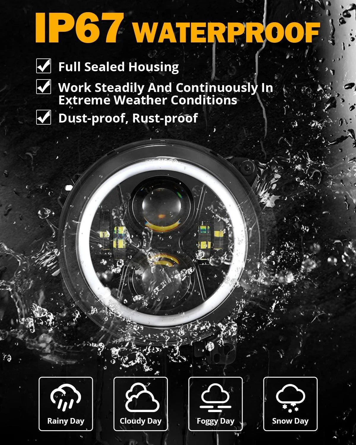 Auxbeam 9" RGB Halo LED Headlights for Jeep Wrangler JL / Gladiator (Pair)