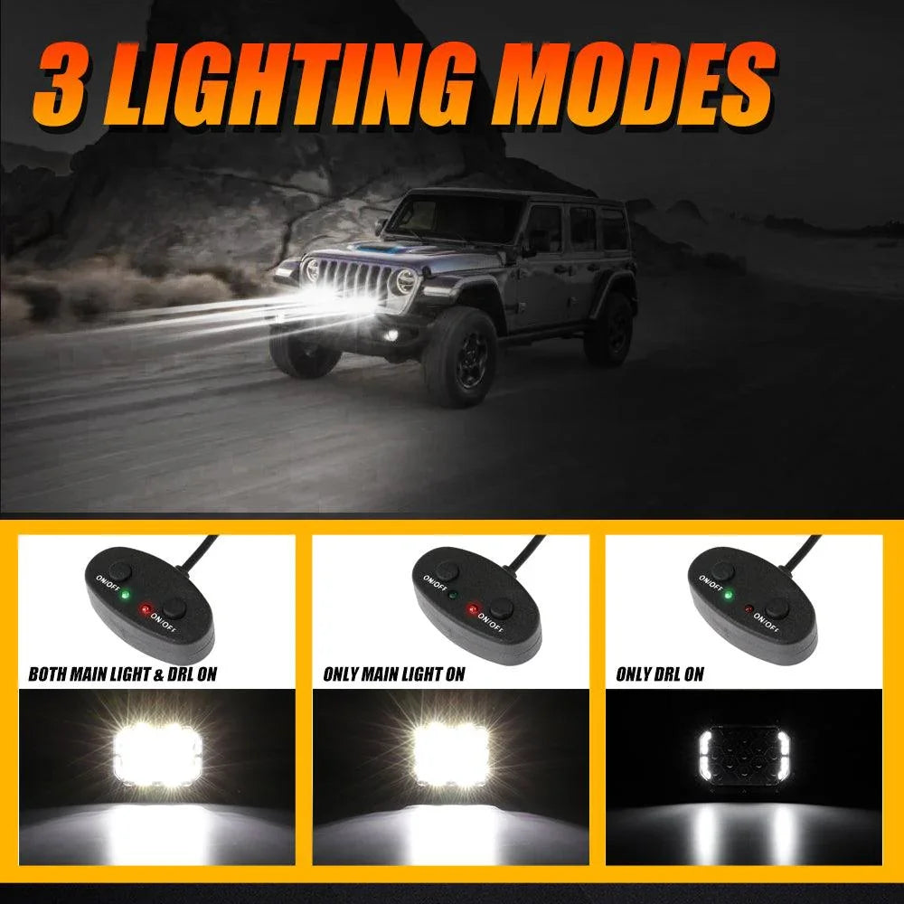 Auxbeam 7x5" Rectangle White Spot LED Driving Lights (Pair)