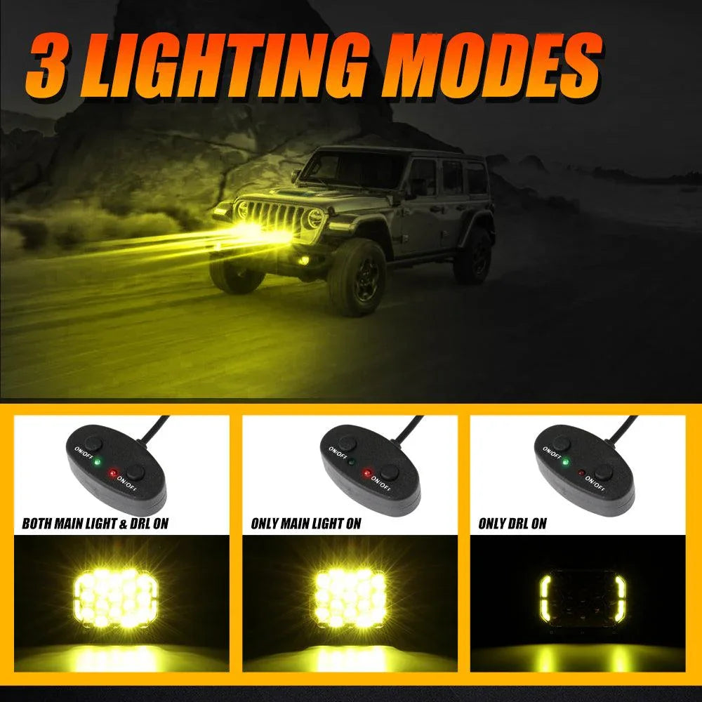 Auxbeam 7x5" Rectangle Amber Spot LED Driving Lights (Pair)