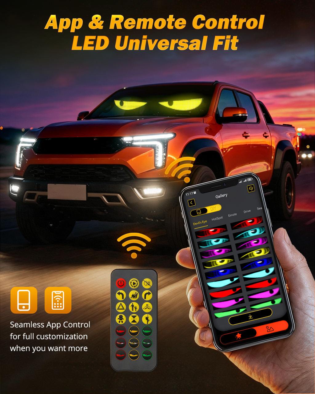 Auxbeam Devil's Eye Programmable RGB LED Windshield Display (2-Pack, App Control)