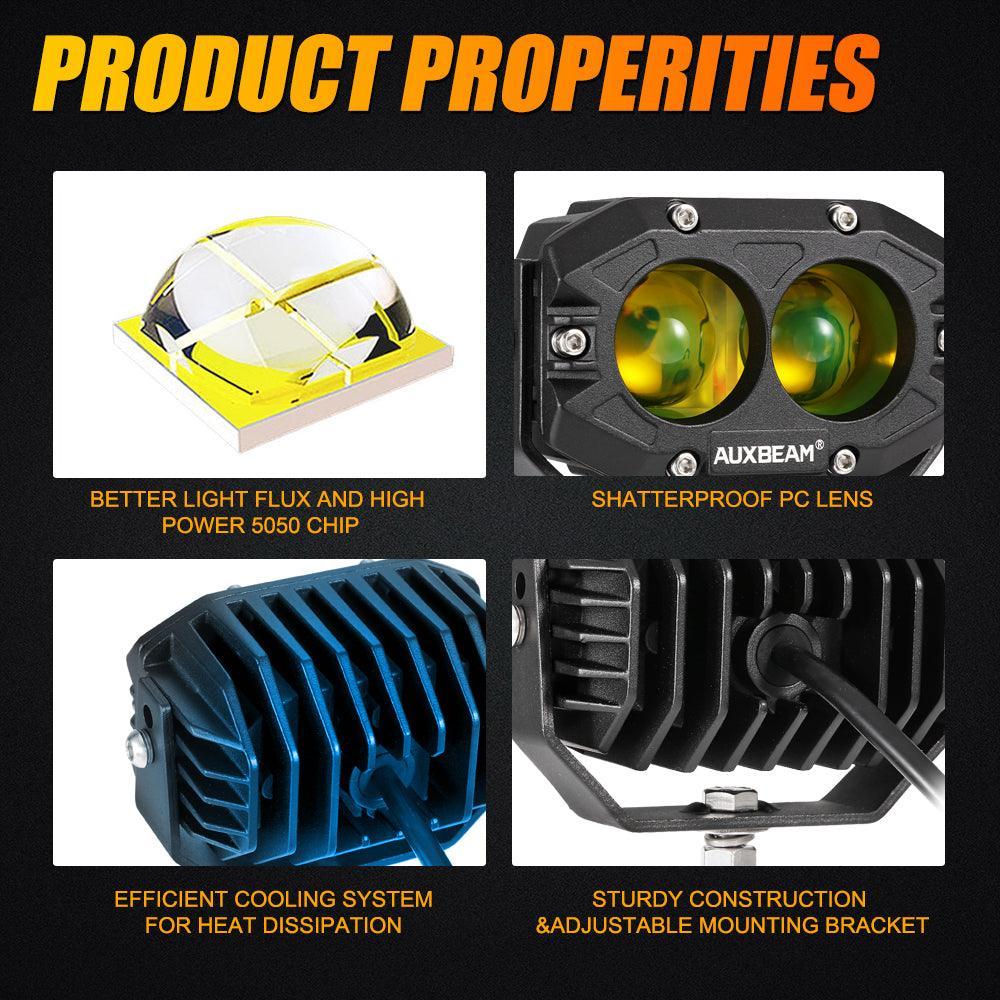 Auxbeam R4 Series 4" 60W Amber Spot LED Pods