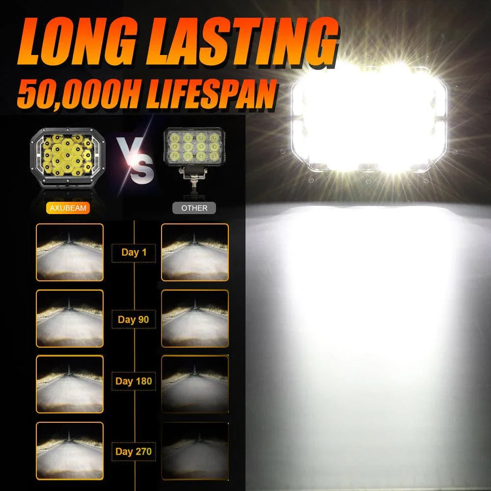 Auxbeam 7x5" Rectangle White Spot LED Driving Lights (Pair)
