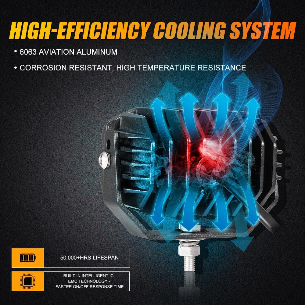 Auxbeam R4 Series 4" 60W Amber Spot LED Pods