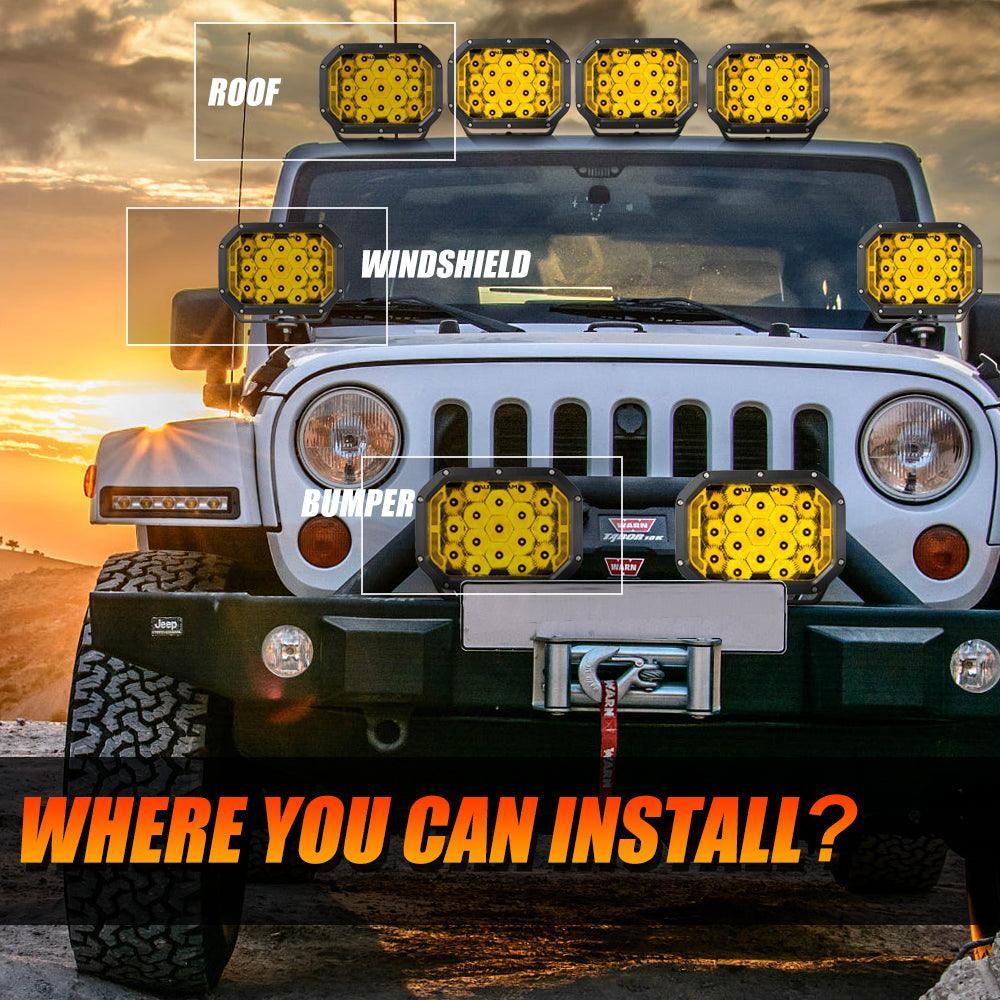 Auxbeam 7x5" Rectangle Amber Spot LED Driving Lights (Pair)