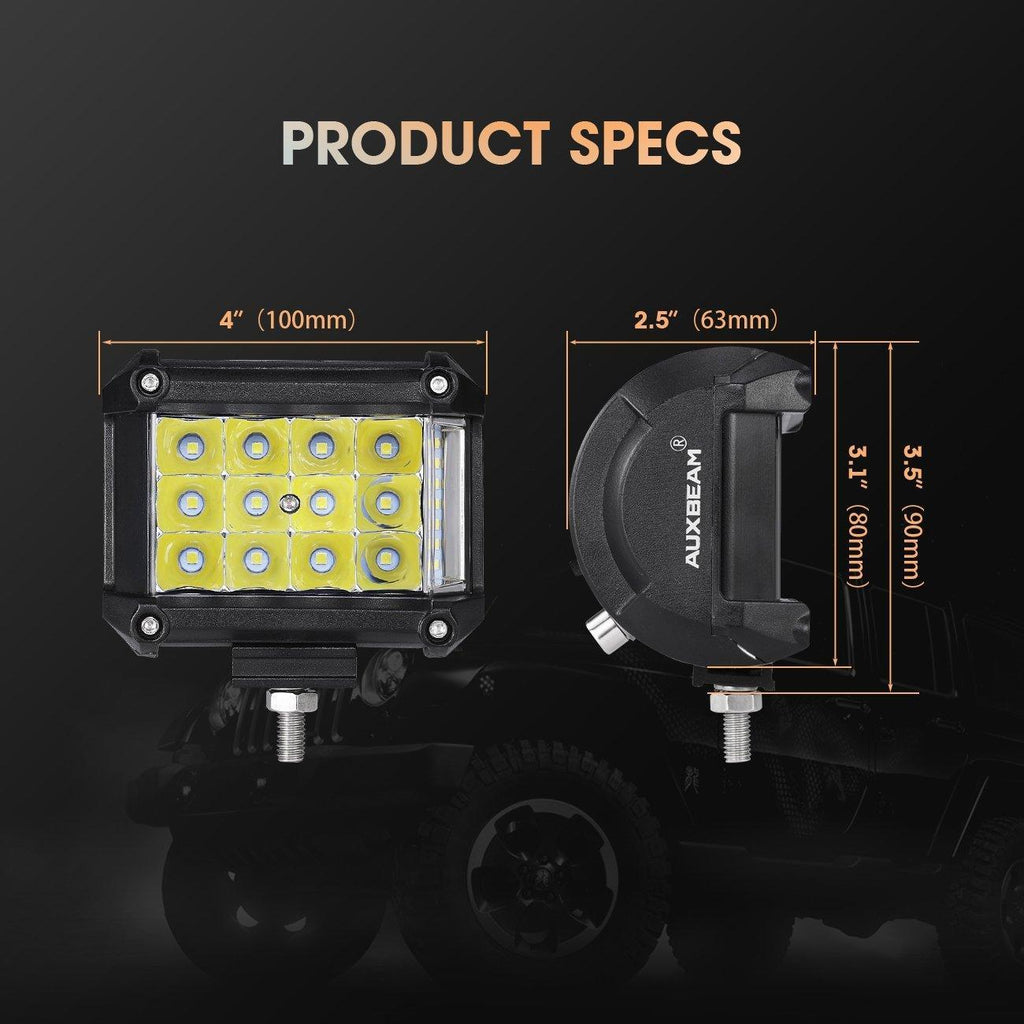 Auxbeam 4" 36W Side-Shooter Combo-Beam LED Pods (Pair)