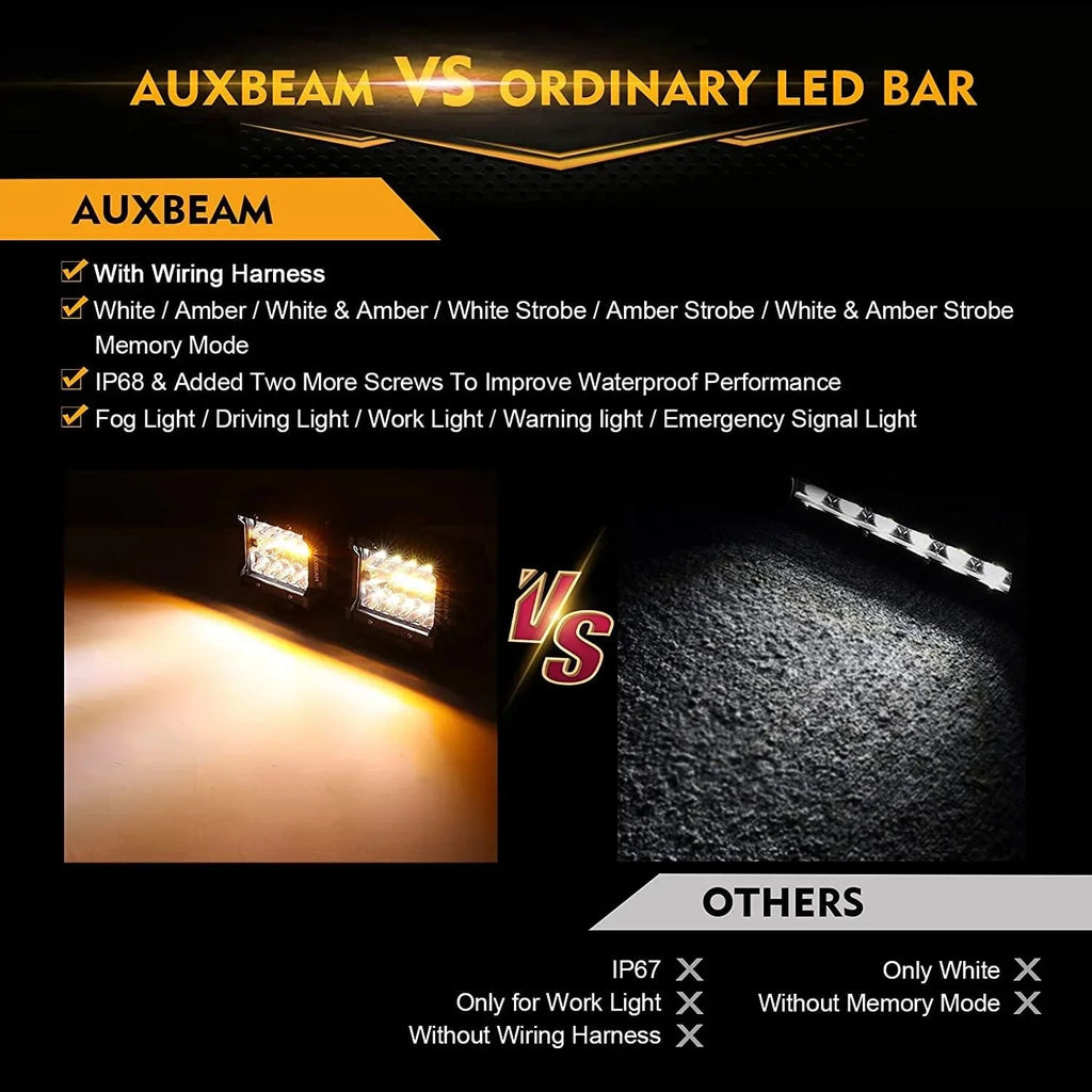 Auxbeam 4" 120W 6-Mode White & Amber LED Pods