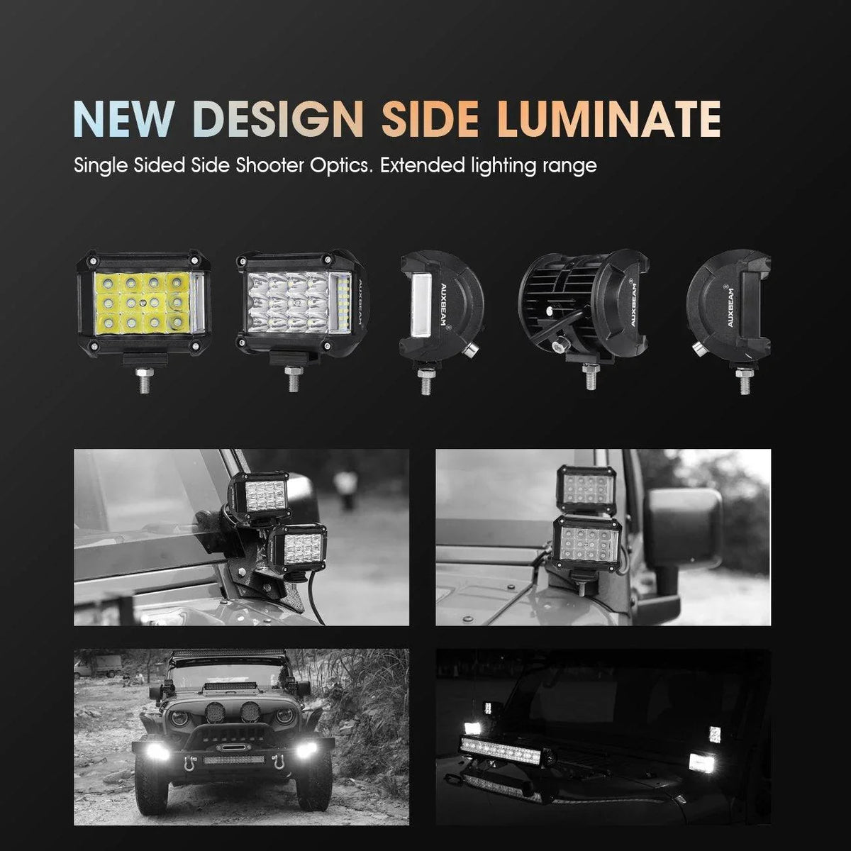 Auxbeam 4" 36W Side-Shooter Combo-Beam LED Pods (Pair)