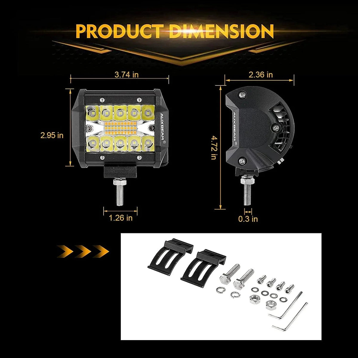 Auxbeam 4" 120W 6-Mode White & Amber LED Pods