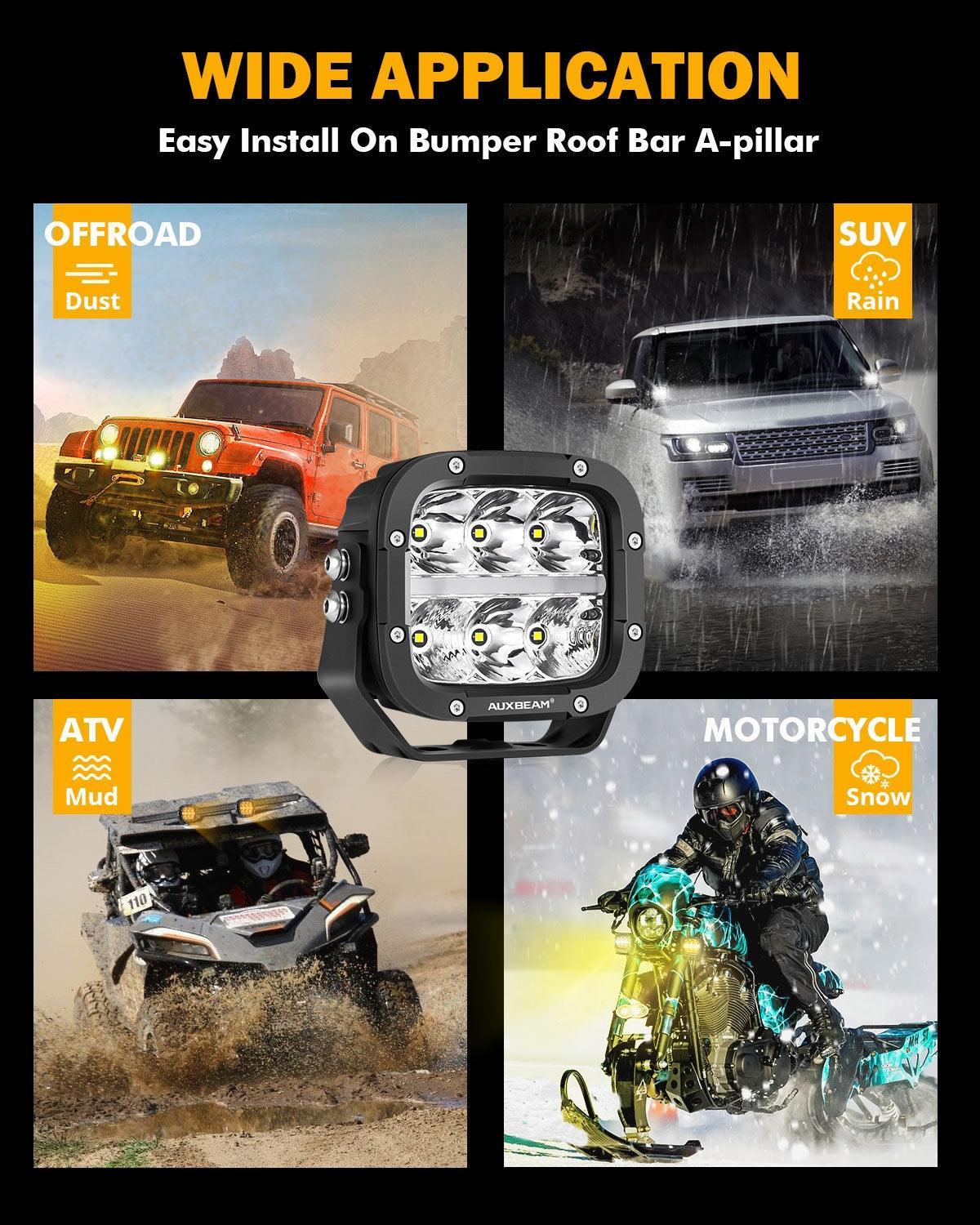Auxbeam XP-ULTRA 5" 132W White/Amber Combo LED Pods with Amber DRL