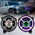 Auxbeam 9 inch RGB angel-eye LED headlights for Jeep Wrangler JL