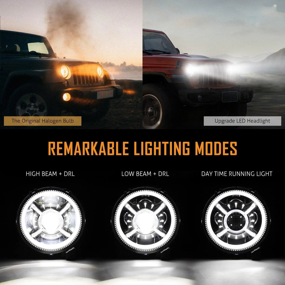 Auxbeam 9" RGB Angel-Eye LED Headlights for Jeep Wrangler JL / Gladiator JT (Pair)