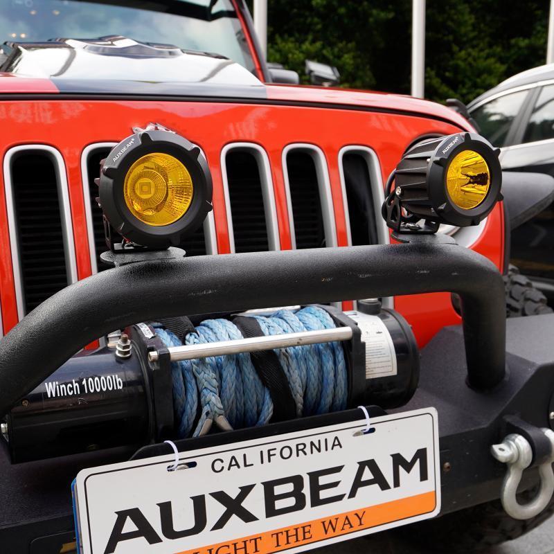 Auxbeam 3.5" 50W Round/Square Combo Driving Lights — White / Yellow (Pair)