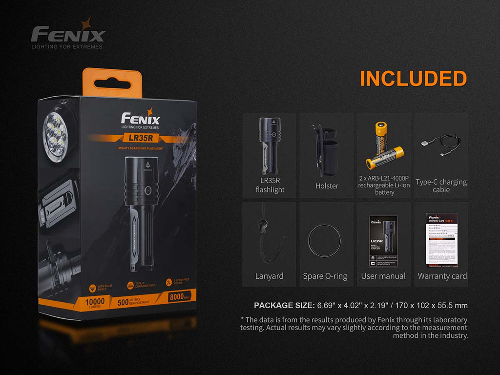 Fenix LR35R Rechargeable Flashlight - 10000 Lumens