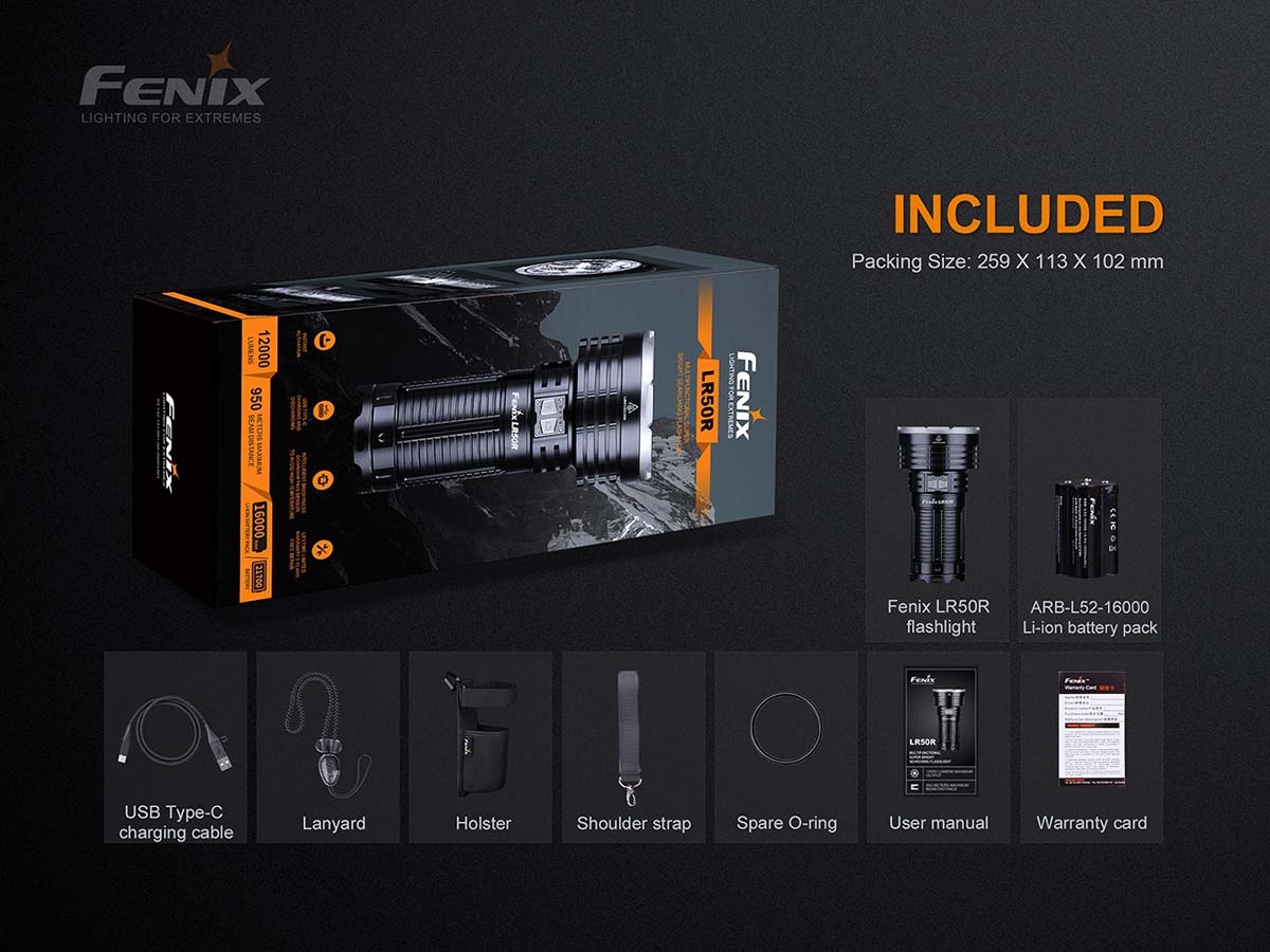 Fenix LR50R Flashlight - 12000 Lumen Spotlight