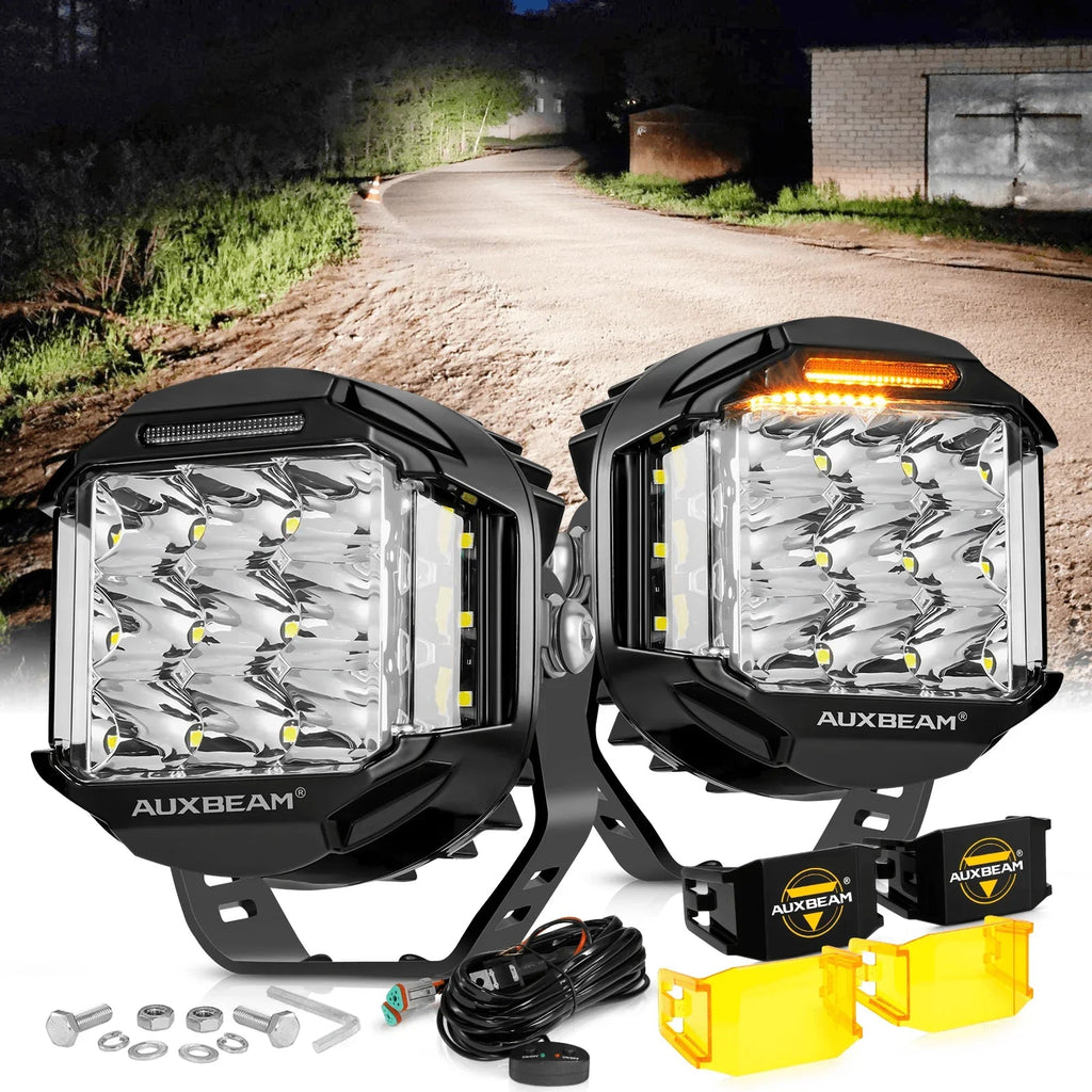 Auxbeam V-MAX 5 inch round side-shooter pods amber DRL