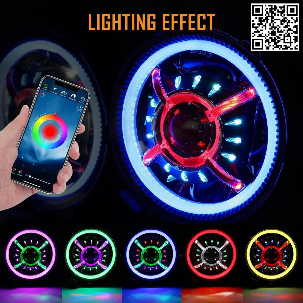 Auxbeam 9" RGB Angel-Eye LED Headlights for Jeep Wrangler JL / Gladiator JT (Pair)