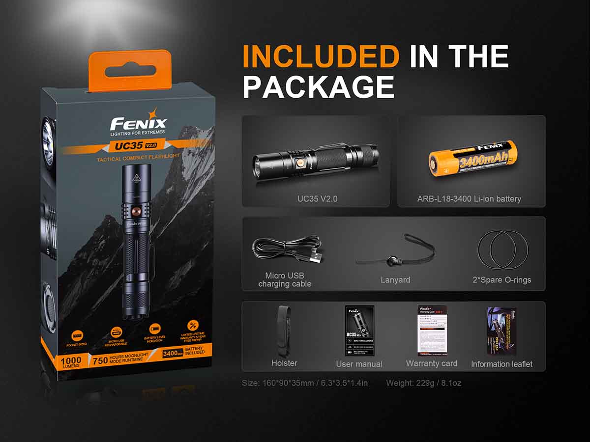 Fenix UC35 V2.0 USB Rechargeable Flashlight