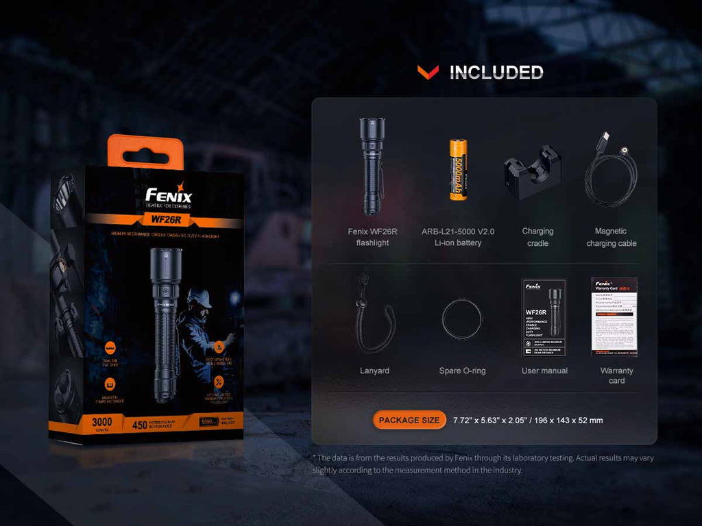 Fenix WF26R Rechargeable Flashlight with Charging Dock