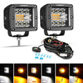 Auxbeam 3 inch 6-mode white amber square LED pods