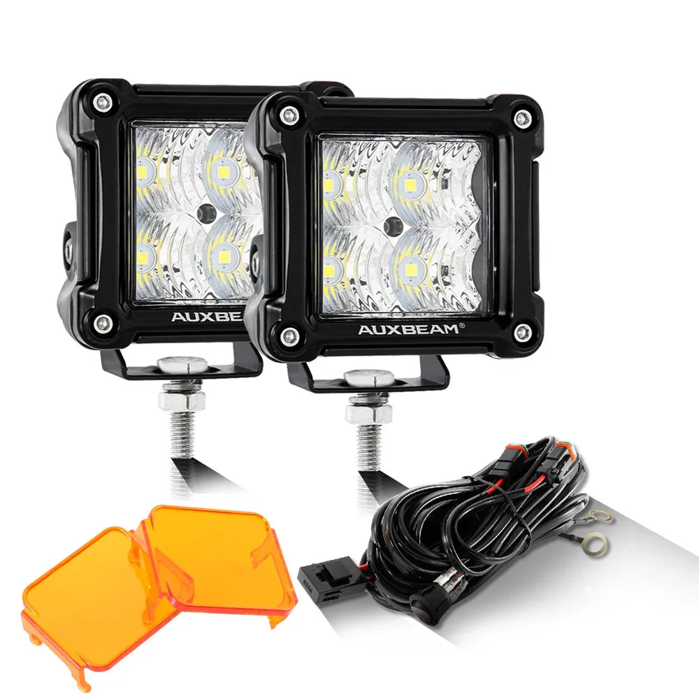 Auxbeam 3" LED Pods — Flood beam, Black frame