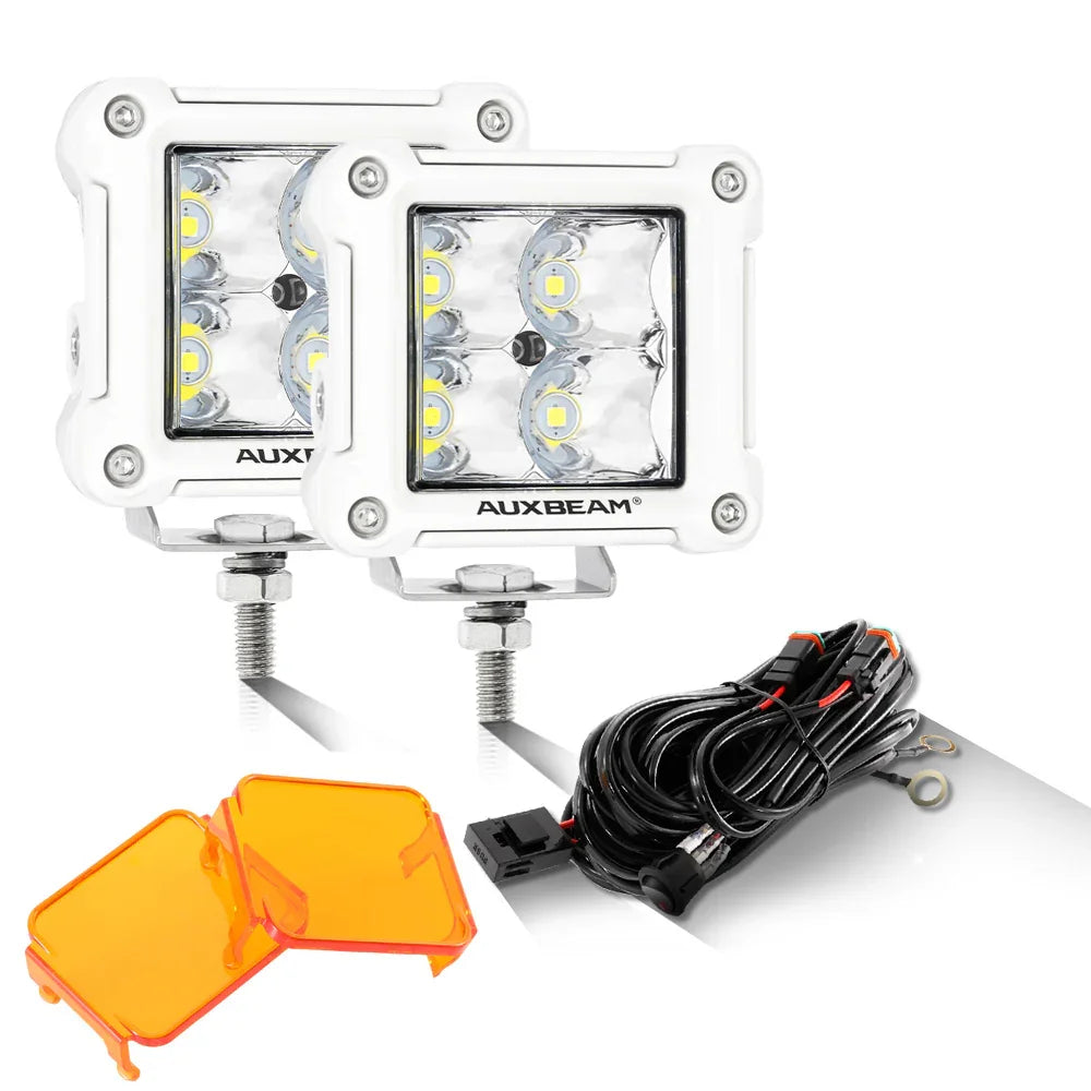 Auxbeam 3" LED Pods — Spot beam, White frame
