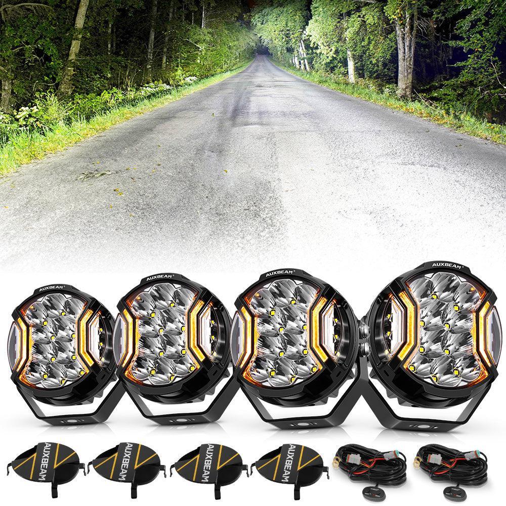 Auxbeam V-ULTRA Series 5" 172W Side-Shooter LED Pods — White + Amber DRL