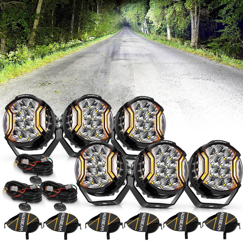 Auxbeam V-ULTRA Series 5" 172W Side-Shooter LED Pods — White + Amber DRL