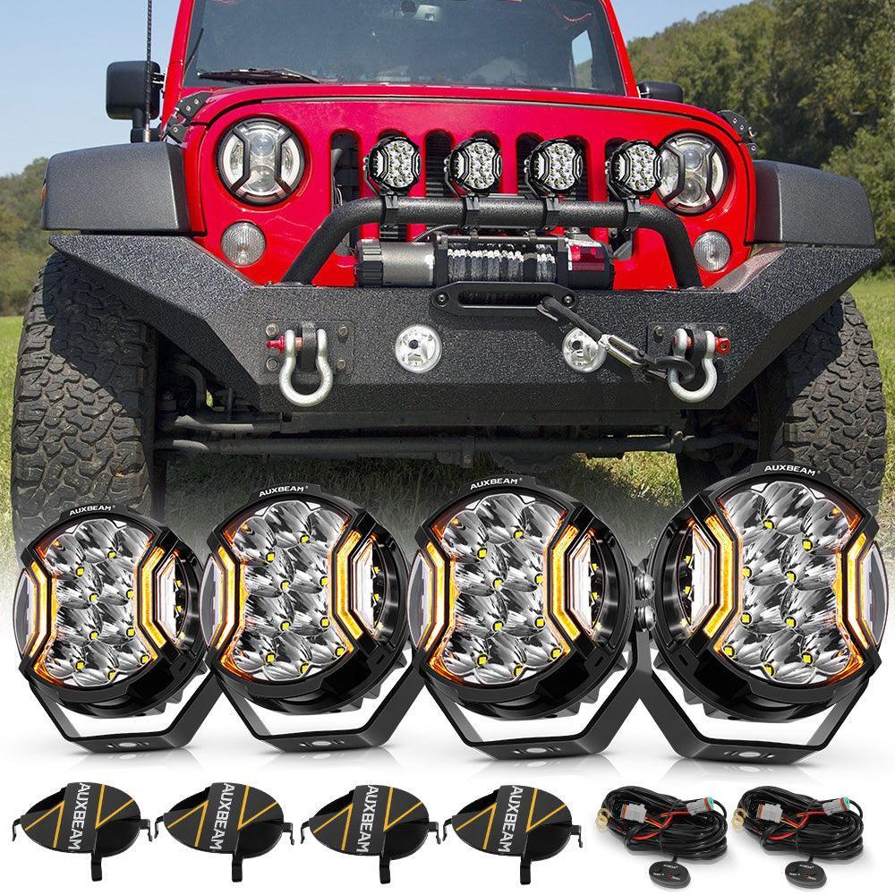 Auxbeam V-ULTRA Series 5" 172W Side-Shooter LED Pods — White + Amber DRL