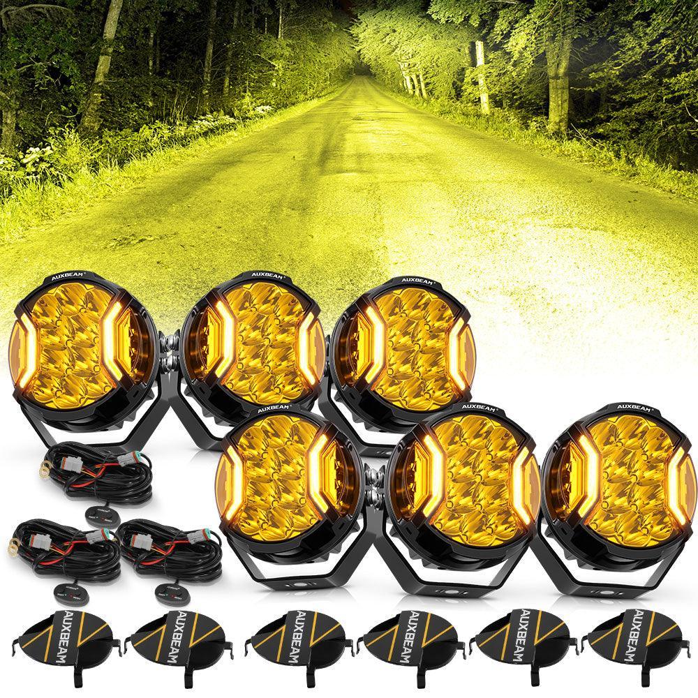 Auxbeam V-ULTRA Series 5" 172W Side-Shooter LED Pods — Amber + Amber DRL