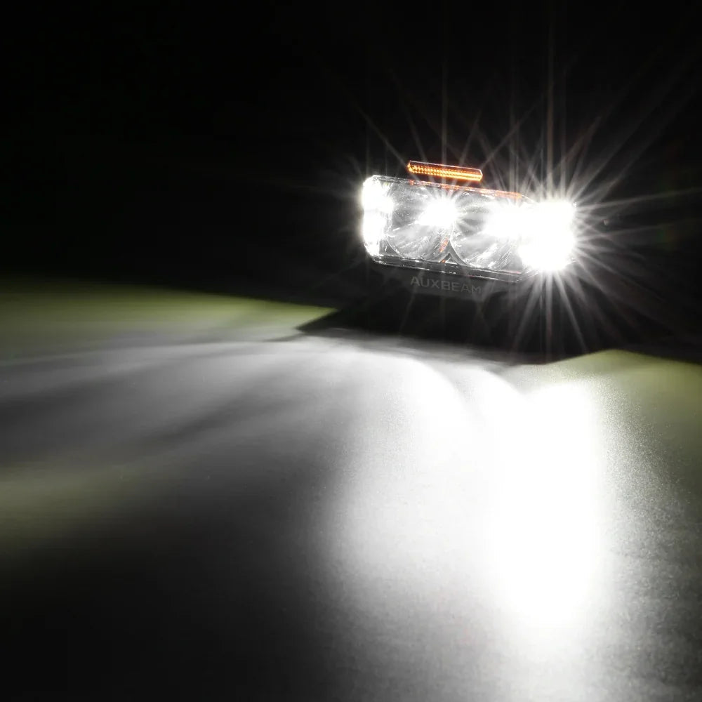 Auxbeam V-MAX Series 4" 72W Rectangular Side-Shooter LED Pods — Amber DRL