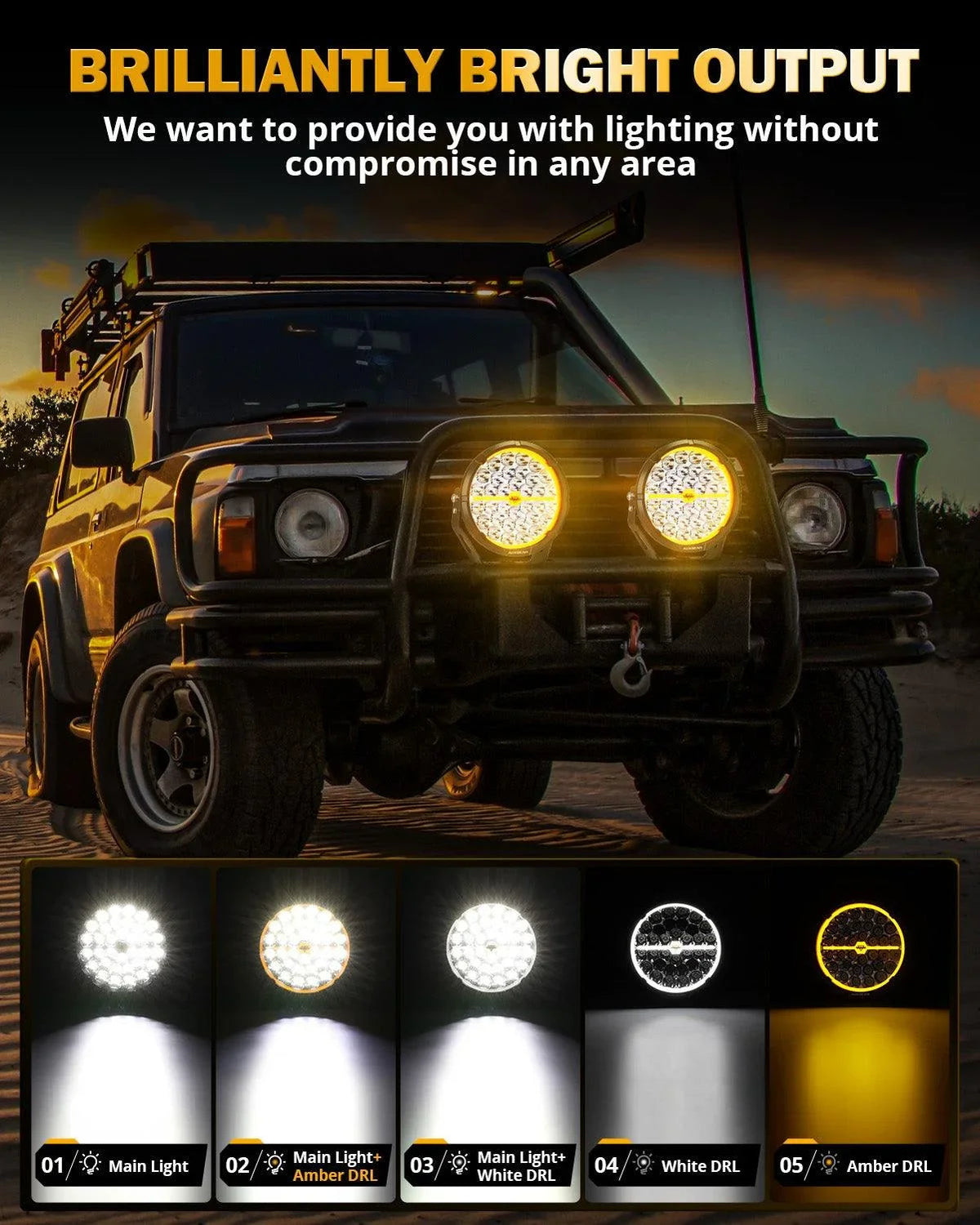 Auxbeam RAY-L Series 9" 318W Dual-DRL Offroad LED Driving Lights (Pair)