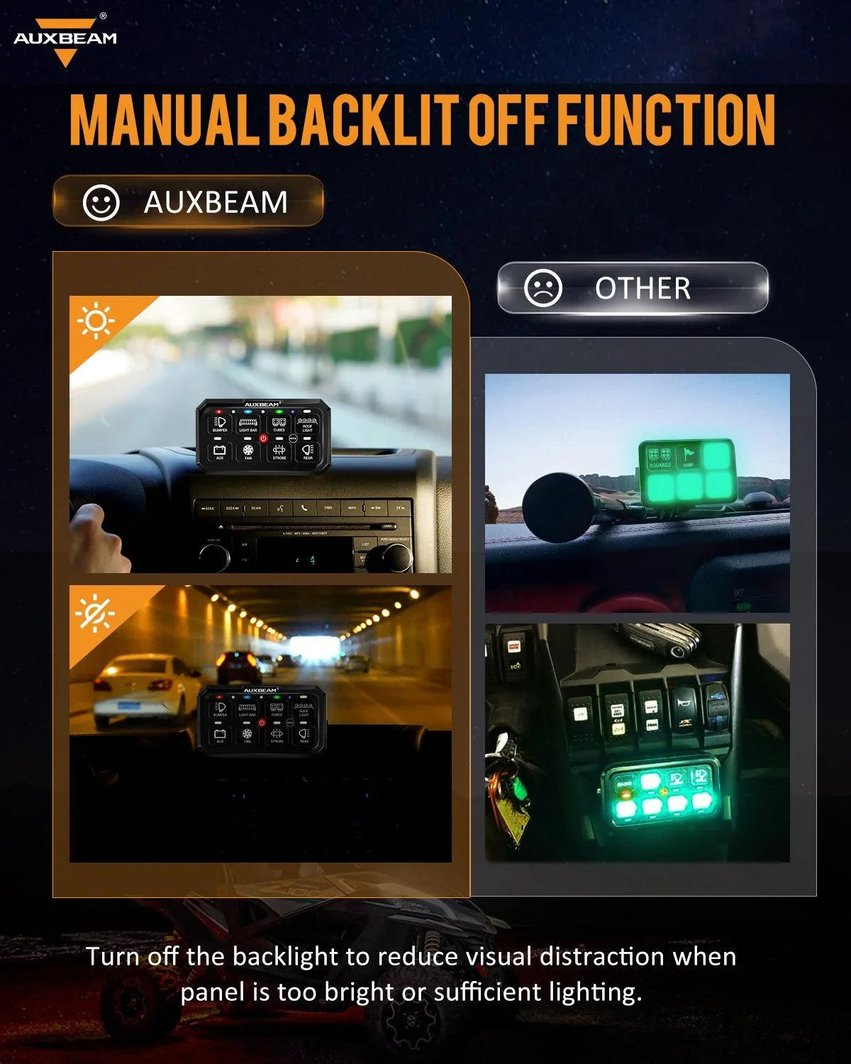 Auxbeam RGB Series LED Switch Panel — Off-Road Light Controller