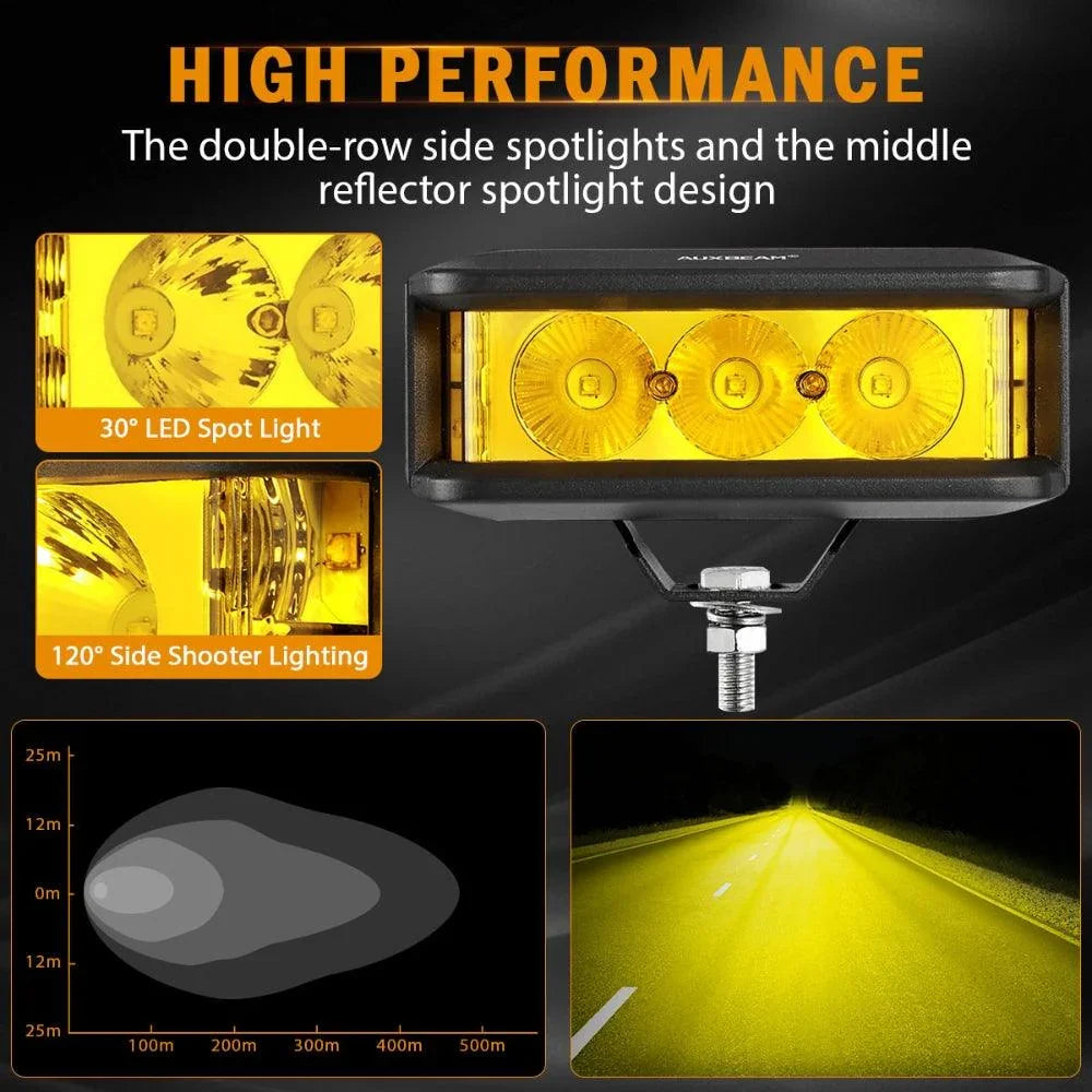 Auxbeam R5 Series 5" 68W Amber Side-Shooter Spot LED Pods (Pair)