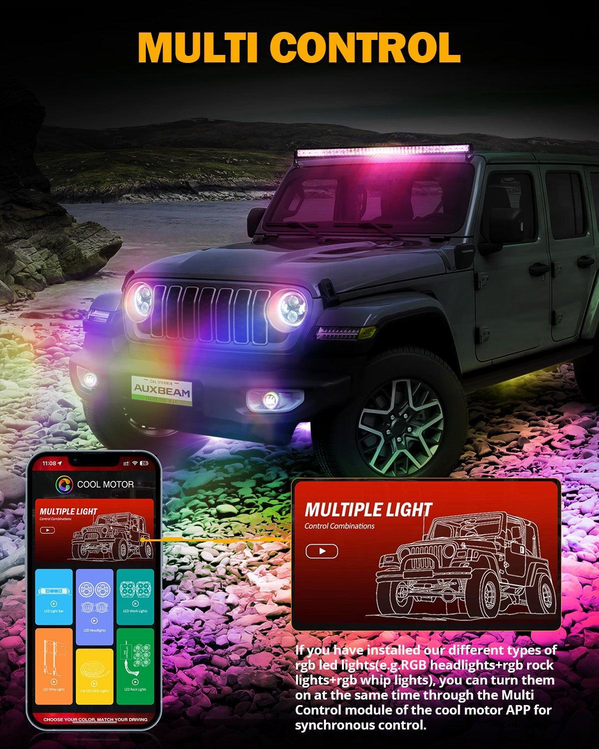 Auxbeam 9" RGB Halo LED Headlights for Jeep Wrangler JL / Gladiator (Pair)
