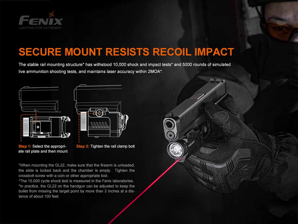 Fenix GL22 Tactical Weapon Light with Red Laser Sight